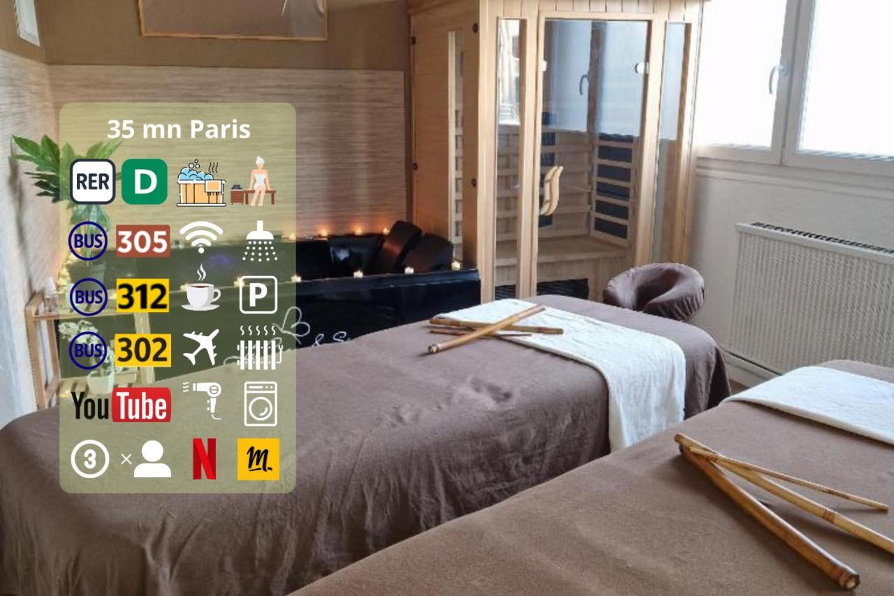 Derniere Reservations Avant Indisponibilite En Septembre Pour 12 Mois, Illimites Jacuzzi Spa Bain A Remous Interieur, Sauna Interieur, Parking Reserve, Vue Et Acces Parc, Prestations Uniques, 1Er Etage Corbeil-Essonnes Ngoại thất bức ảnh